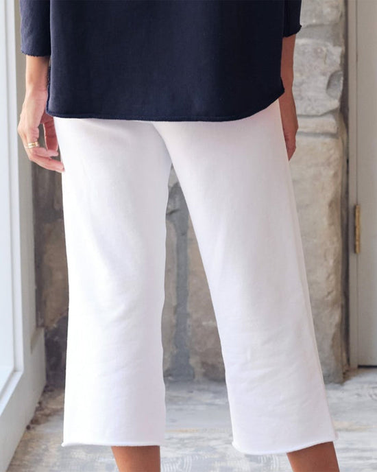 Frank & Eileen Catherine Cropped Wide Leg Sweatpant in White 