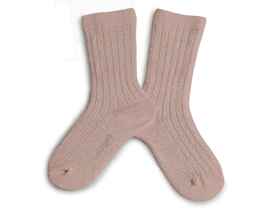 Collegien Accessories Victorie Extra Soft Glittery Socks in Vieux Rose