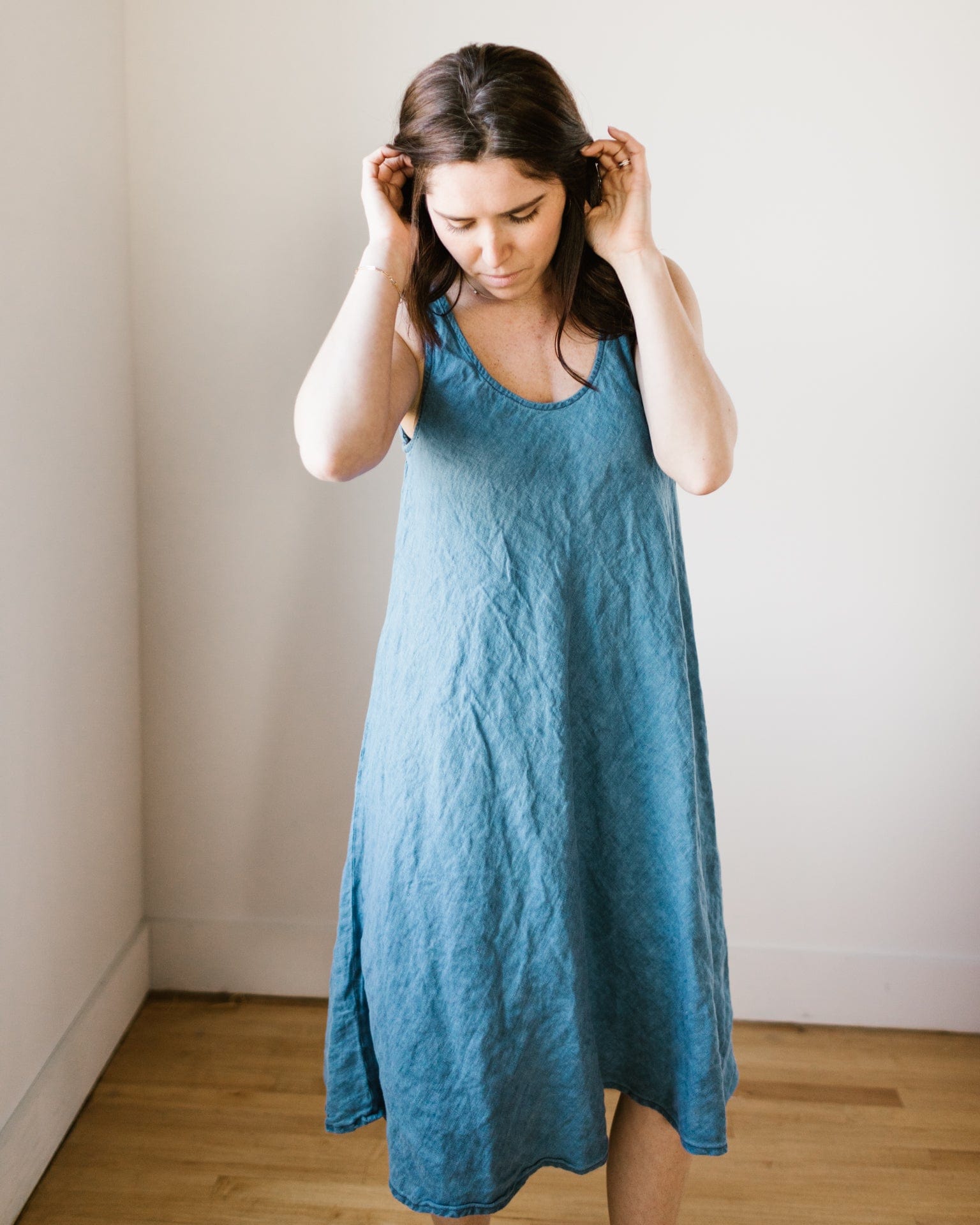 Bree Dress in Bleach Indigo Twill