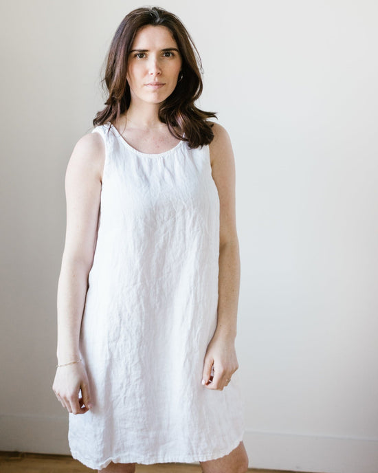 CP Shades Jess Dress in White HW Linen Twill 