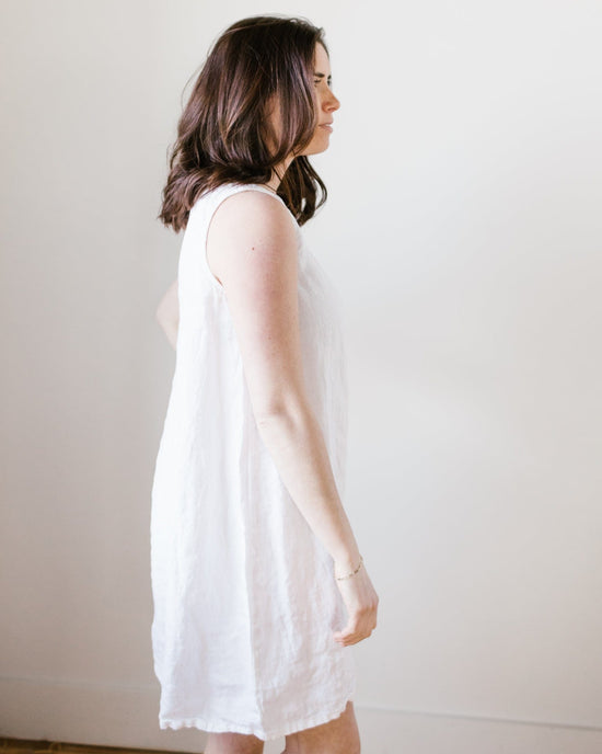 CP Shades Jess Dress in White HW Linen Twill 