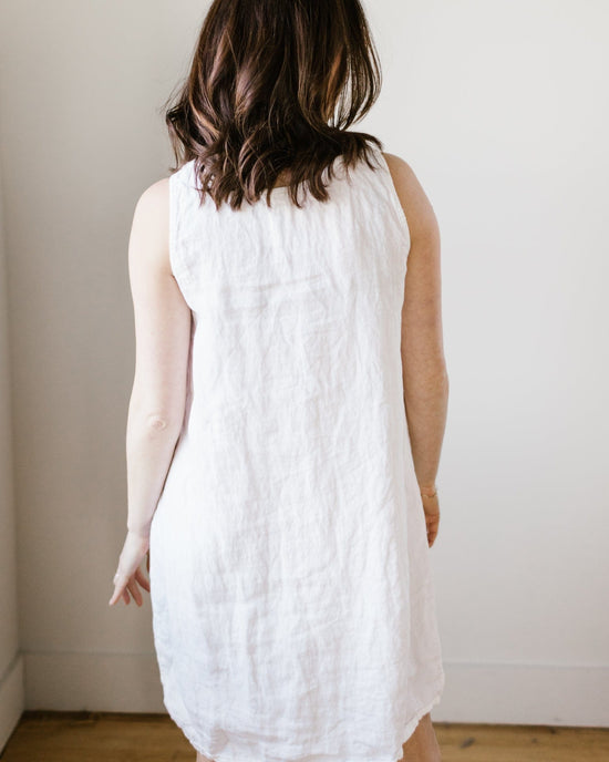 CP Shades Jess Dress in White HW Linen Twill 