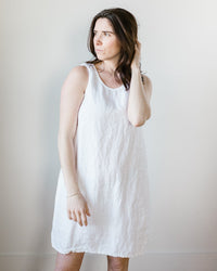 CP Shades Jess Dress in White HW Linen Twill 