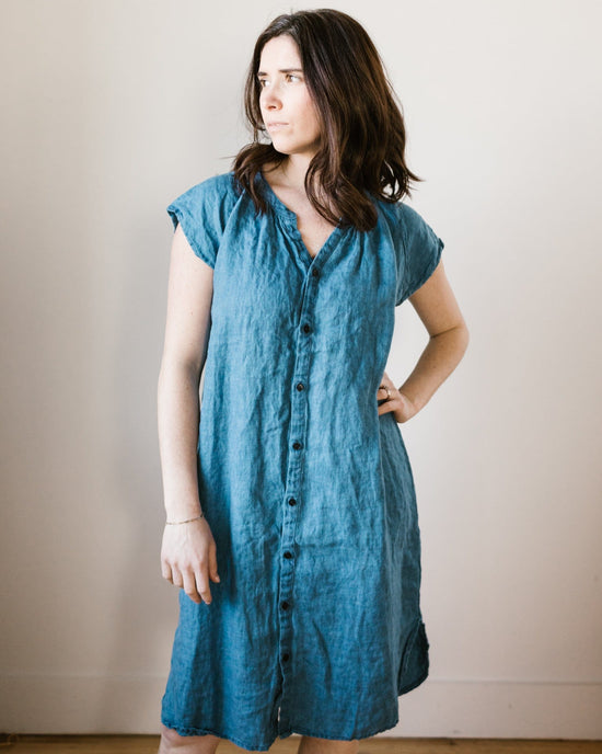 CP Shades Clothing Lucy Dress w/o Pockets in Bleach Indigo Twill