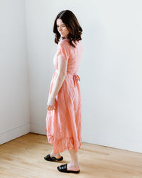 CP Shades Clothing Mirabelle Wrap Dress w/ Slip in Guava Cotton Silk