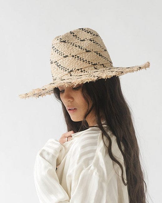 Gemma Wide Brim Straw in Natural/Black