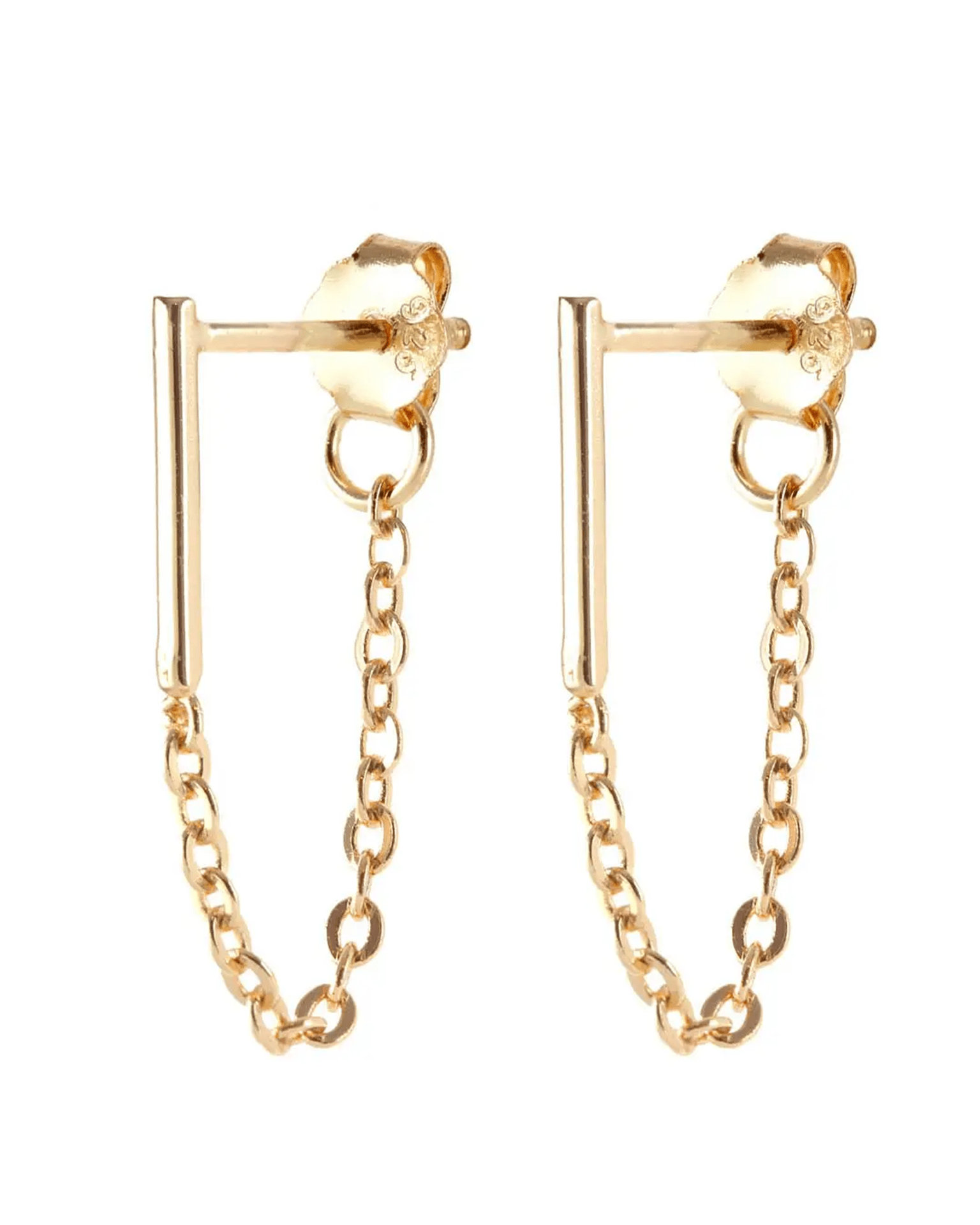 Bar Chain Stud Earrings in 18K Gold